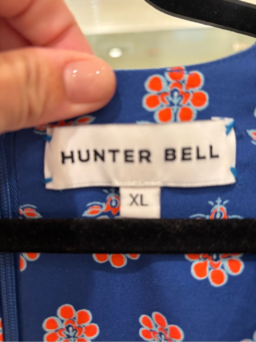 Hunter Bell Palmer Dress Oxford Foulard Puff Sleeve Midi Blue Floral Retired XL - Picture 3 of 6